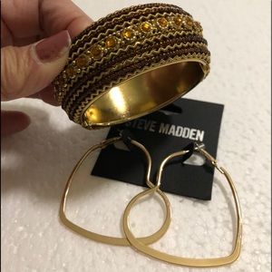 Indian bangle and heart shaped earrings